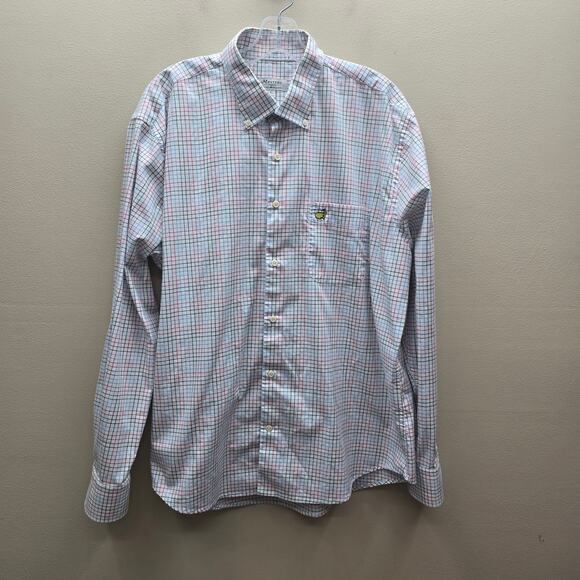 Peter Millar Masters Check Long Sleeve Button-Down Shirt Golf Multicolor SZ XL